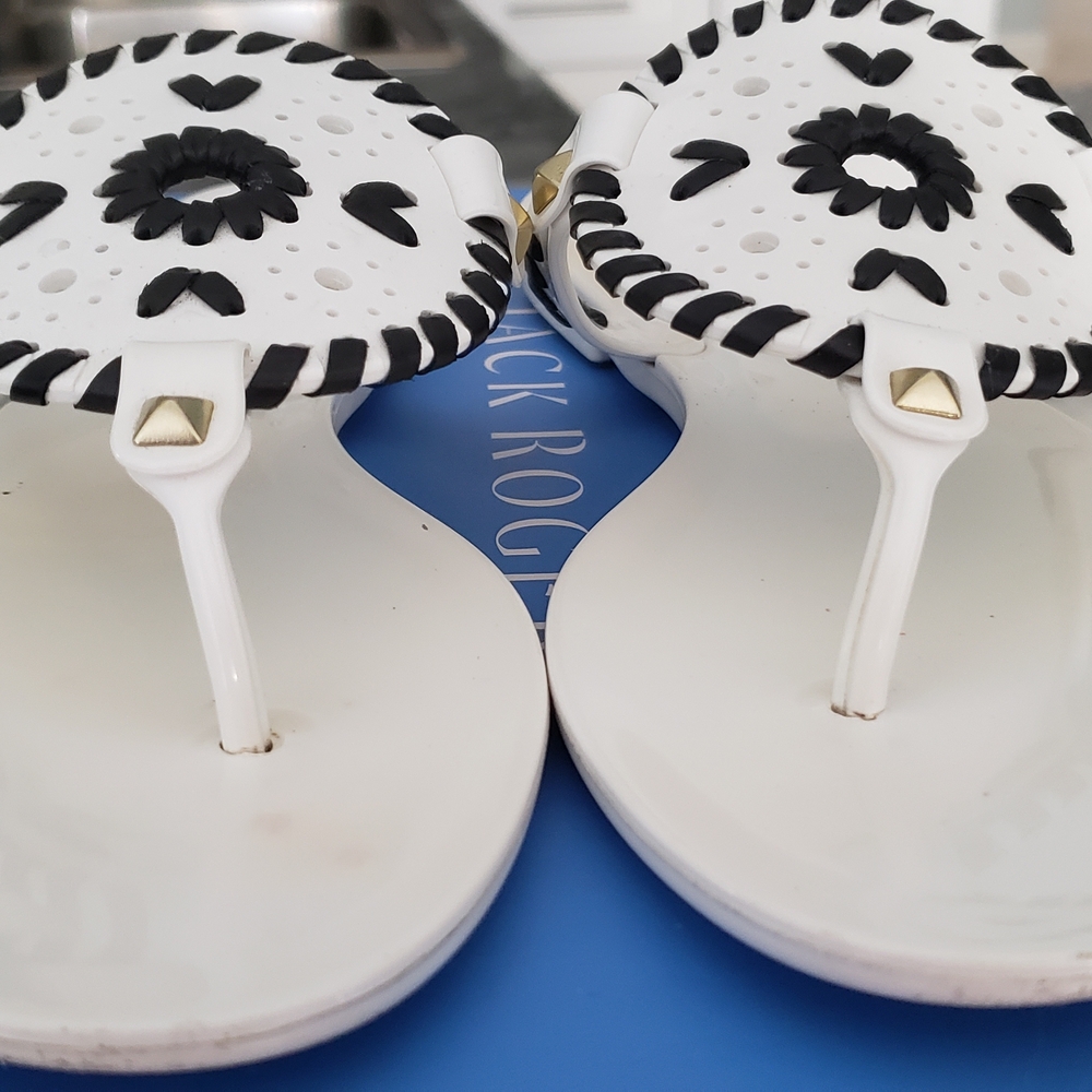 Jack Rogers Black and White Thong Sandals Jellies